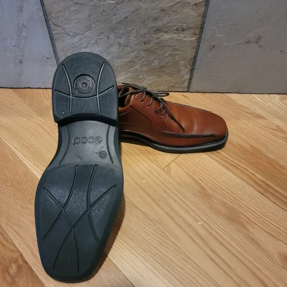 ECCO Brown Leather Square Toe Lace Up Tie Shoes Size EU 42