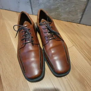 ECCO Brown Leather Square Toe Lace Up Tie Shoes Size EU 42
