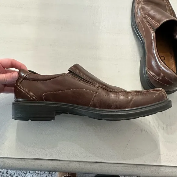 Ecco Helsinki Men’s Brown Leather Bike Toe Slip On Loafers Size 43, US 9-9.5 GUC