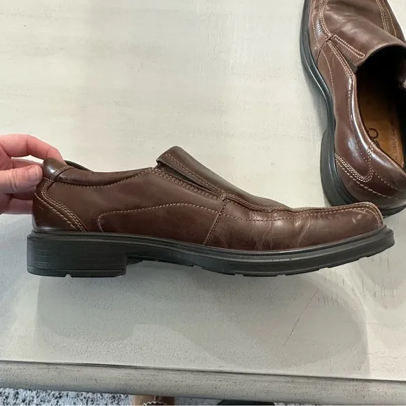 Ecco Helsinki Men’s Brown Leather Bike Toe Slip On Loafers Size 43, US 9-9.5 GUC