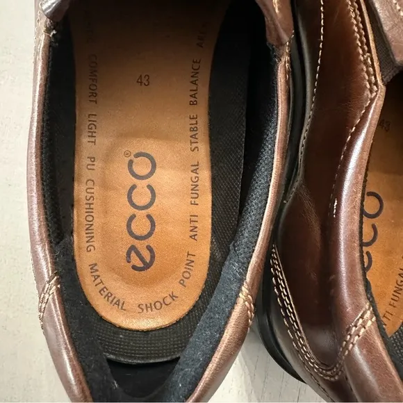 Ecco Helsinki Men’s Brown Leather Bike Toe Slip On Loafers Size 43, US 9-9.5 GUC