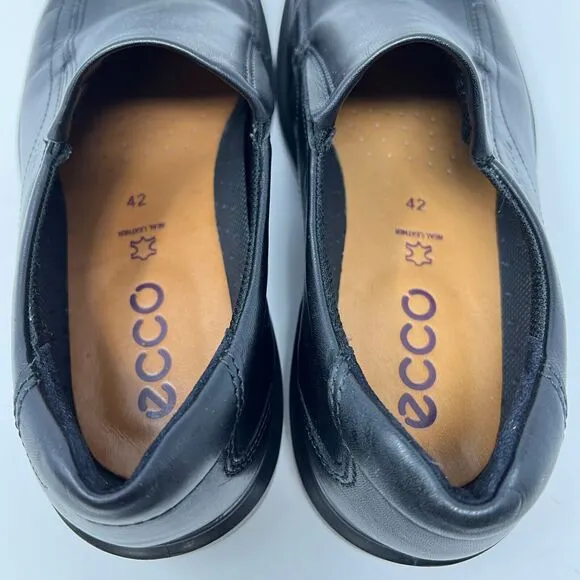 Ecco Helsinki Slip-On Loafers Black Leather Men's 42 US 8 8.5 Comfort