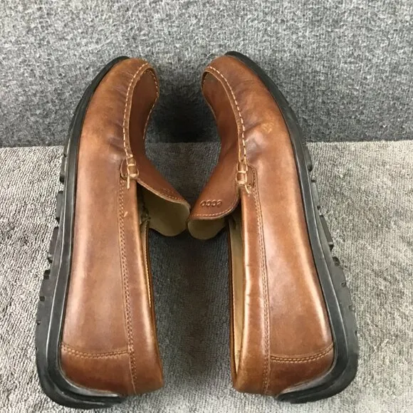 Ecco Leather Slip On Flats Loafers Men's EU 43 Brown