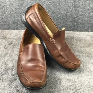 Ecco Leather Slip On Flats Loafers Men's EU 43 Brown