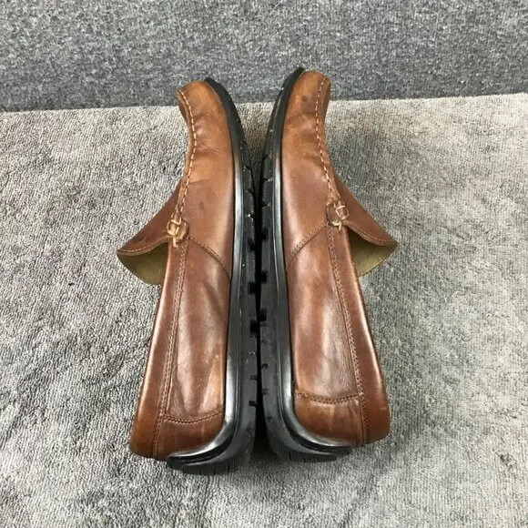 Ecco Leather Slip On Flats Loafers Men's EU 43 Brown