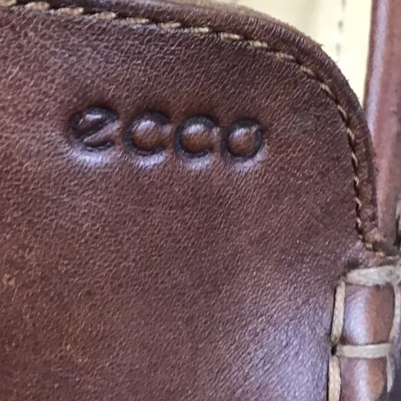 Ecco Leather Slip On Flats Loafers Men's EU 43 Brown