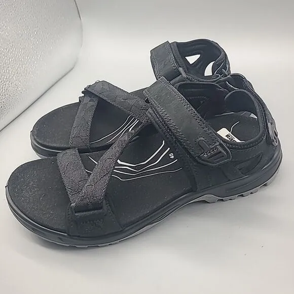Ecco Men Sandals Sz 11-11.5/ 45 Offroad Yucatan Coast Black Textile Comfort New