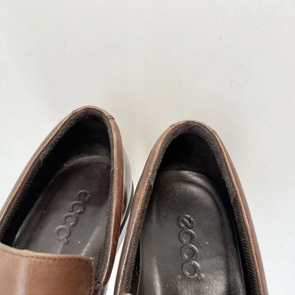 Ecco Men's Edinburgh Brown Leather Bicycle Toe Buckle Loafers EU 46 US 13