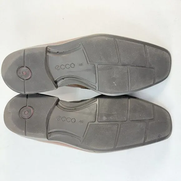 Ecco Men's Edinburgh Brown Leather Bicycle Toe Buckle Loafers EU 46 US 13