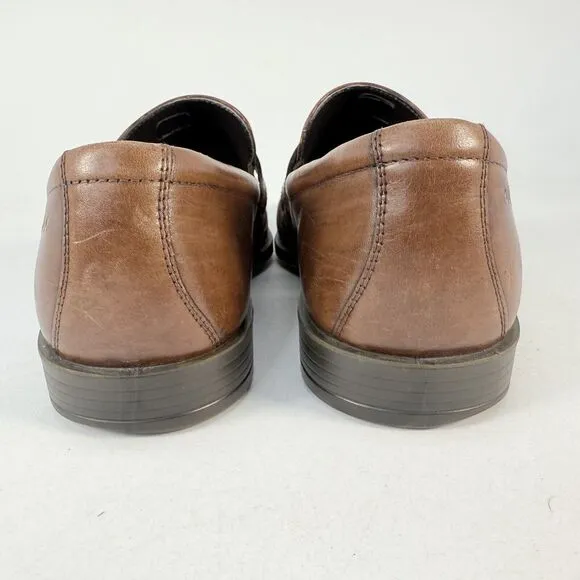 Ecco Men's Edinburgh Brown Leather Bicycle Toe Buckle Loafers EU 46 US 13