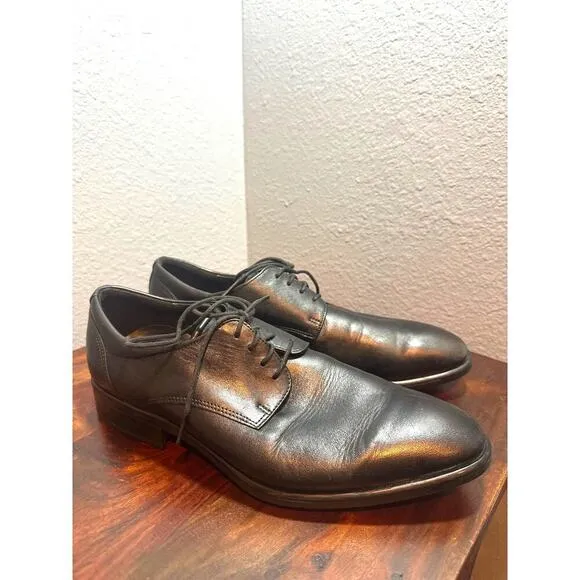 ECCO Mens Loafers Shoes Lace Up Dress Business Oxford Formal Leather Black 44
