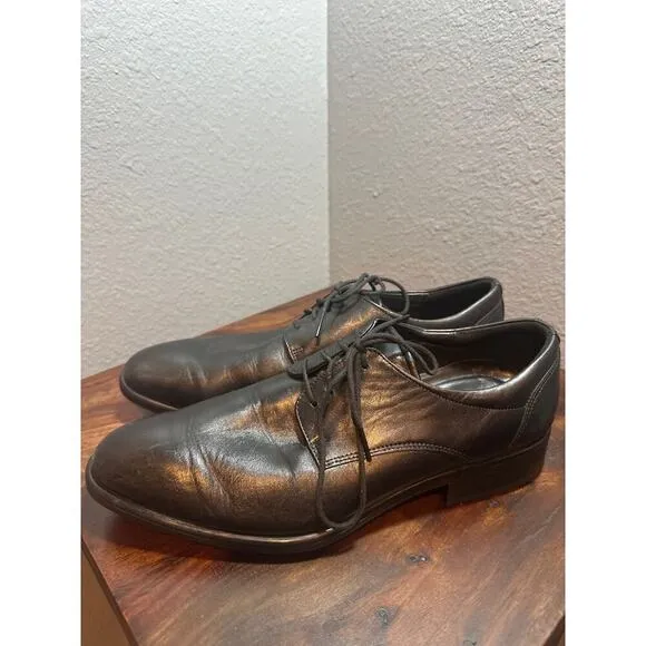 ECCO Mens Loafers Shoes Lace Up Dress Business Oxford Formal Leather Black 44