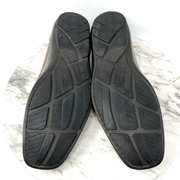 Ecco Square Toe Leather Penny Loafers Mens 43/9-9.5 Comfy Classic Preppy Office