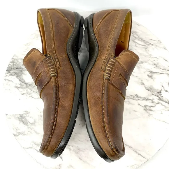 Ecco Square Toe Leather Penny Loafers Mens 43/9-9.5 Comfy Classic Preppy Office