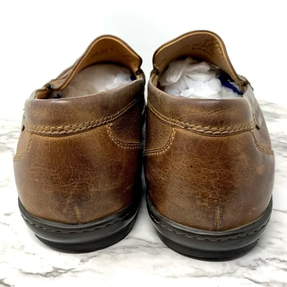 Ecco Square Toe Leather Penny Loafers Mens 43/9-9.5 Comfy Classic Preppy Office