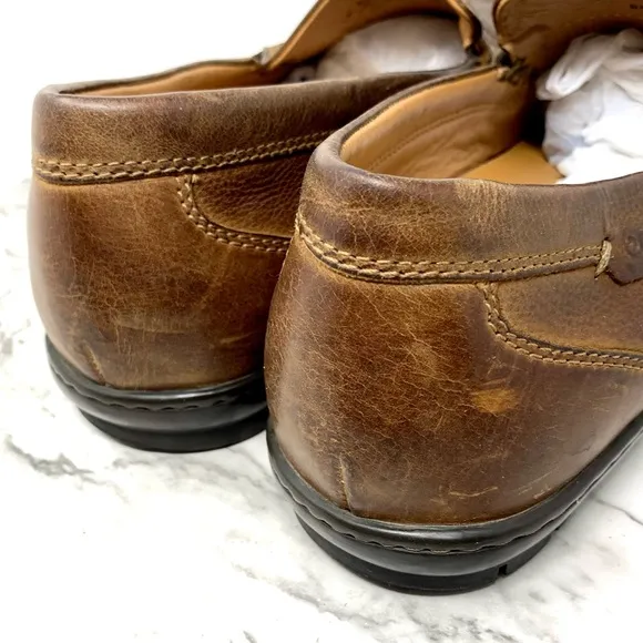 Ecco Square Toe Leather Penny Loafers Mens 43/9-9.5 Comfy Classic Preppy Office