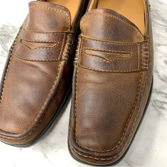Ecco Square Toe Leather Penny Loafers Mens 43/9-9.5 Comfy Classic Preppy Office