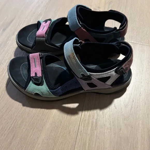 Ecco Yucatan Casual Hiking Sport Walking Nubuck Leather Sandals Size 9 Outdoor!
