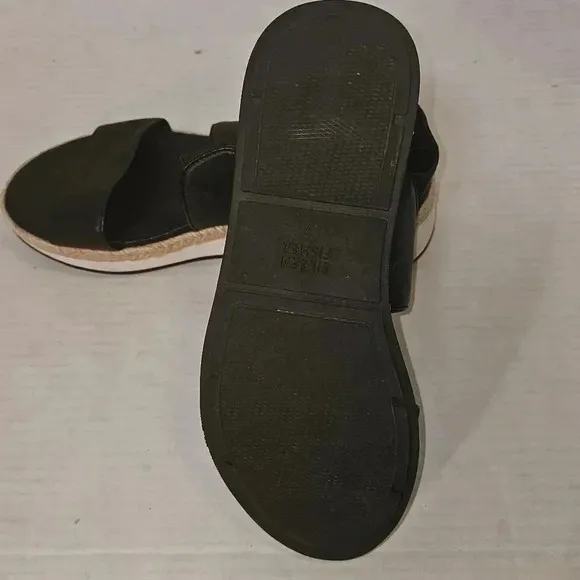 Eileen Fisher Black Platform Dash Wedge Slip On Slingback Womens Sandal SZ 7