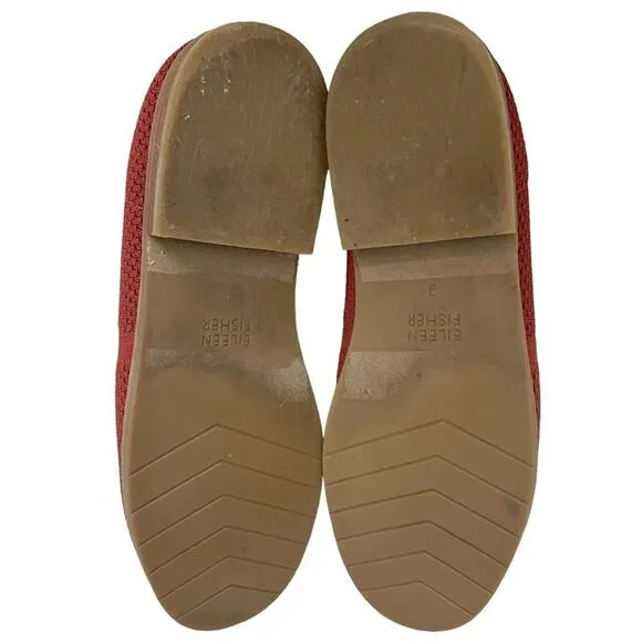 Eileen Fisher | Demi Serrano Brick Red Stretch Knit Flat Loafers Size 9