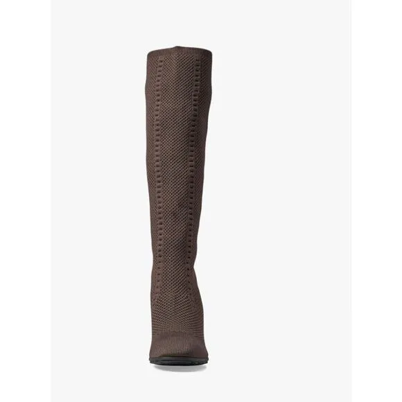 Eileen Fisher Kasana Wedge Boots 10 NWOT Brown Pull On Sock Knee High Tall