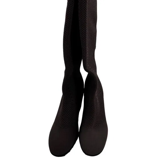 Eileen Fisher Kasana Wedge Boots 10 NWOT Brown Pull On Sock Knee High Tall