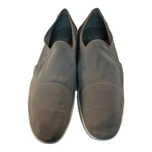 EILEEN FISHER Mime Loafers Gray Round Toe Synthetic Loafer Stretch Size 8.5