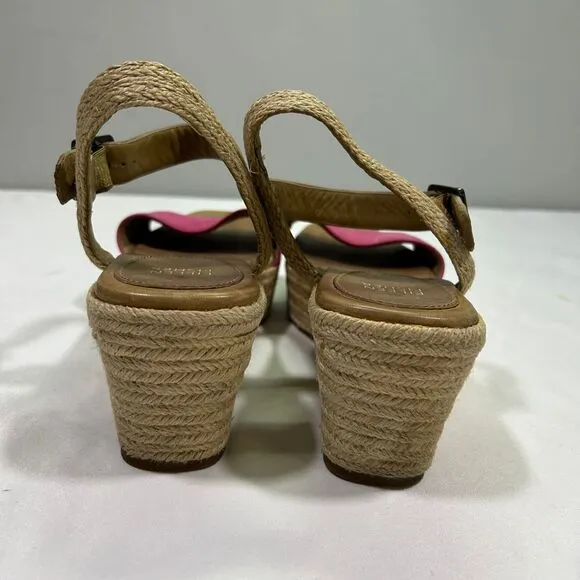 Eileen‎ Fisher Pink &amp; Tan Espadrille Platform Wedge Sandals Shoes Womens 8