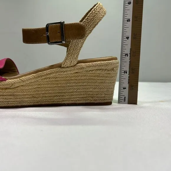 Eileen‎ Fisher Pink &amp; Tan Espadrille Platform Wedge Sandals Shoes Womens 8