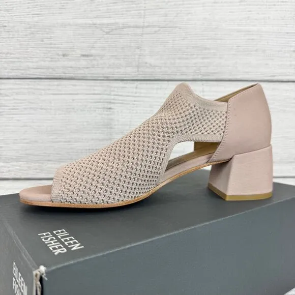 Eileen Fisher Women's Blush Mauve Ferris Knit Heeled Sandals Size 8.5