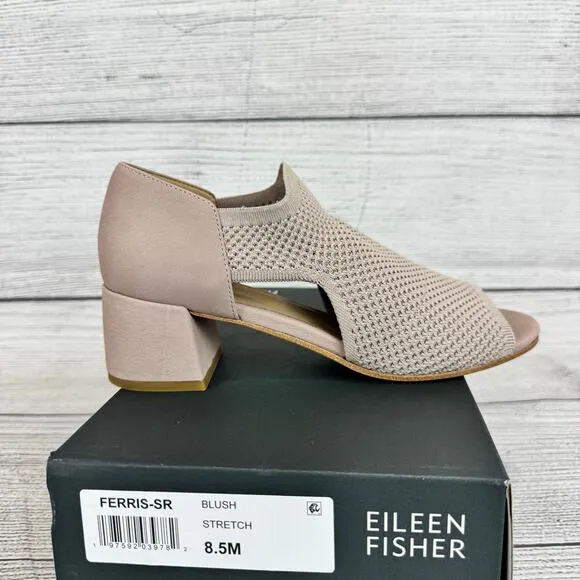 Eileen Fisher Women's Blush Mauve Ferris Knit Heeled Sandals Size 8.5