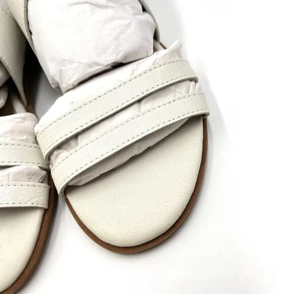 Eileen Fisher Womens Cici Size 6.5 White Leather Flats Sandals Shoes