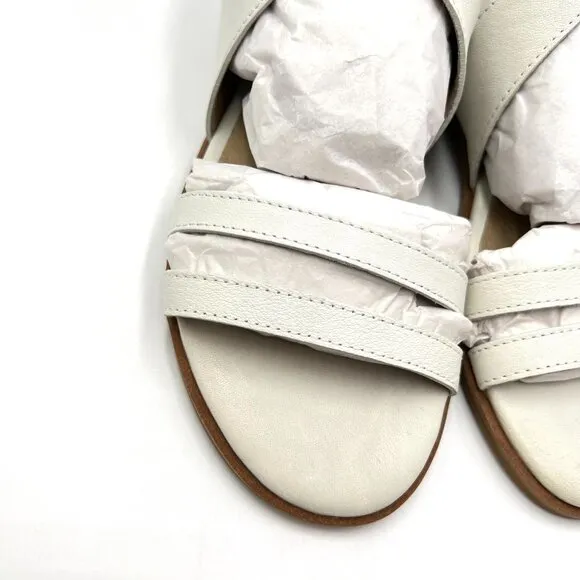 Eileen Fisher Womens Cici Size 6.5 White Leather Flats Sandals Shoes