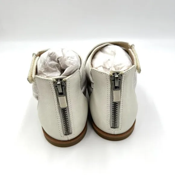 Eileen Fisher Womens Cici Size 6.5 White Leather Flats Sandals Shoes