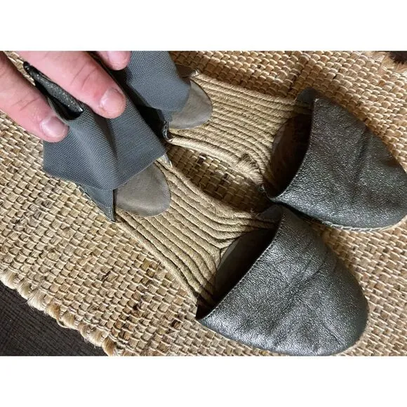 Eileen Fisher silver metallic slip on flats
