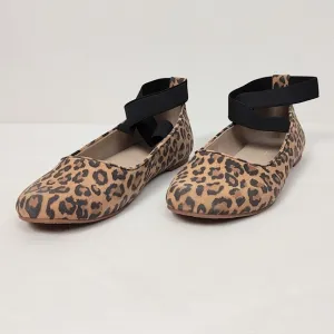 Elephantito Girl's Size 6 Melissa Flats Suede Leopard Brown Ballet Slip-on Shoes