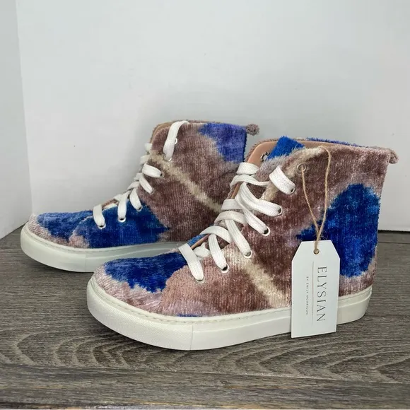 Elysian Ankara Silk Velvet Hi-top sneakers. EUR 38. Women’s 7.5. NWT. See pic