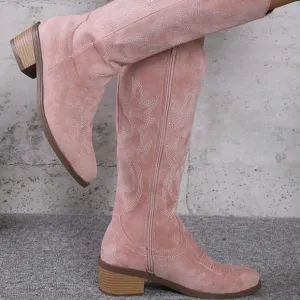Equestrian &amp; Western Style Women's Boots, European And American New Embroidered