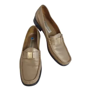 ETIENNE AIGNER Bronze Shimmer Penny Loafers Sz 9 Business Casual Preppy Classic