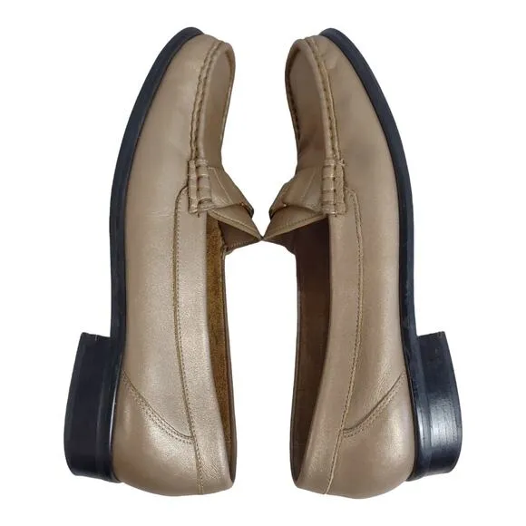 ETIENNE AIGNER Bronze Shimmer Penny Loafers Sz 9 Business Casual Preppy Classic