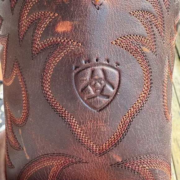 EUC ARIAT Heritage R Toe Brown Leather Western Cowboy Boot - Men's 12