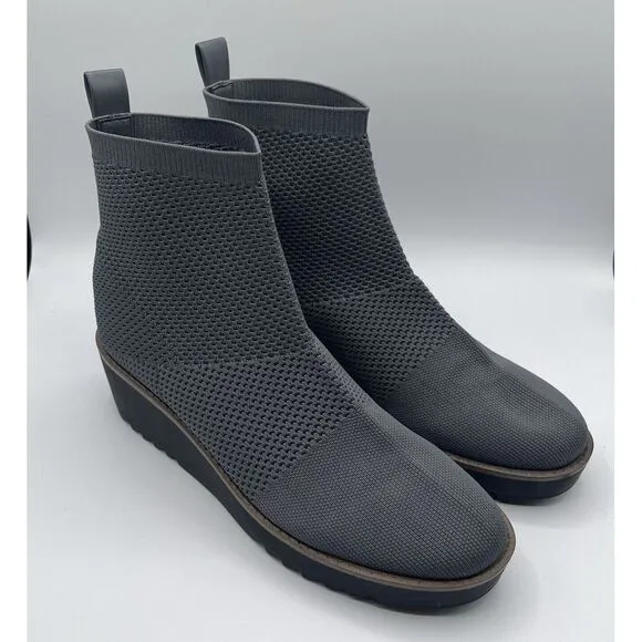 EUC Bandolino Reissa Knit‎ Wedge Pull-On Ankle Sock Bootie Gray Women's 9