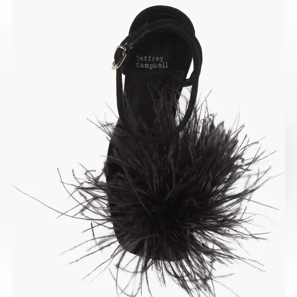 EUC - RARE find 🤩 flirt a lot ostrich feather heeled sandals. In original box.