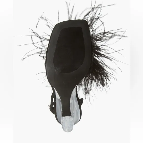 EUC - RARE find 🤩 flirt a lot ostrich feather heeled sandals. In original box.