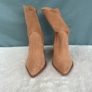 EUC SCHUTZ Boots 8.5 TESSIE Honeycomb Suede Booties Western Pointed Toe Pull On