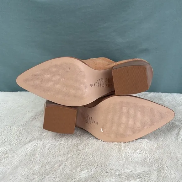 EUC SCHUTZ Boots 8.5 TESSIE Honeycomb Suede Booties Western Pointed Toe Pull On