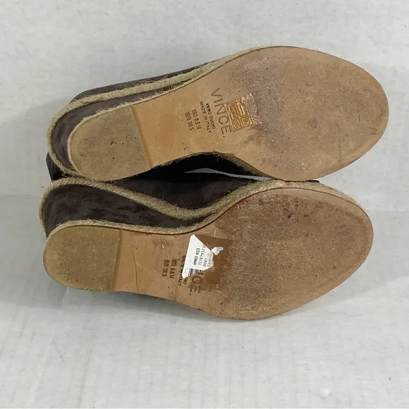 Evangeline Suede Peep-Toe Espadrille Wedge Sandals Size 8.5