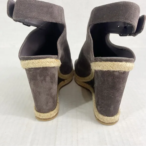 Evangeline Suede Peep-Toe Espadrille Wedge Sandals Size 8.5