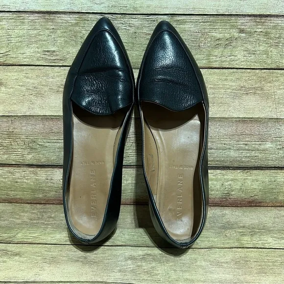 Everlane Black Leather Pointed Toe Loafers