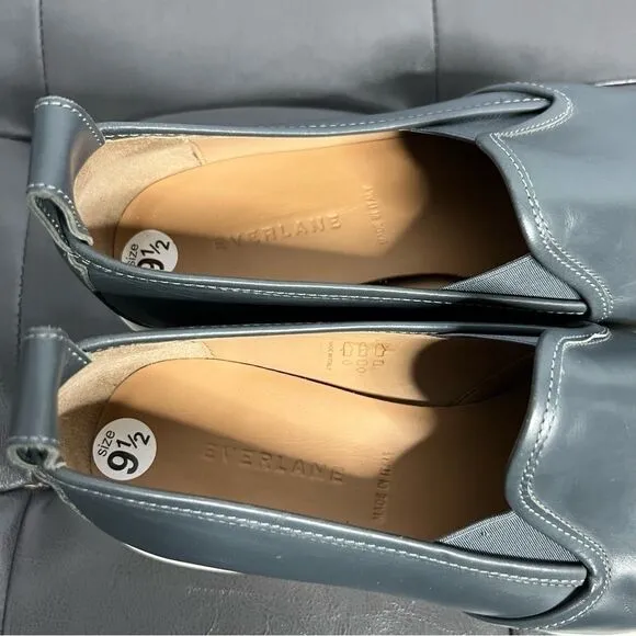 Everlane gray leather pointy toe wedge loafers size 9.5 new